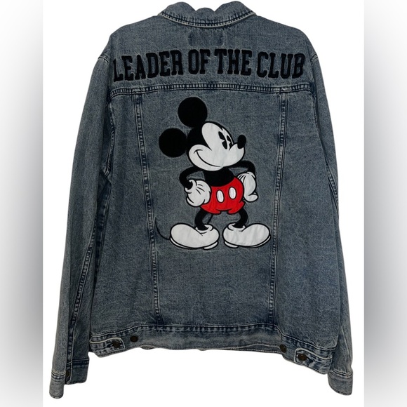 Disney Mickey Mouse Leader Of The Club Embroidered Denim Jacket - Picture 1 of 16